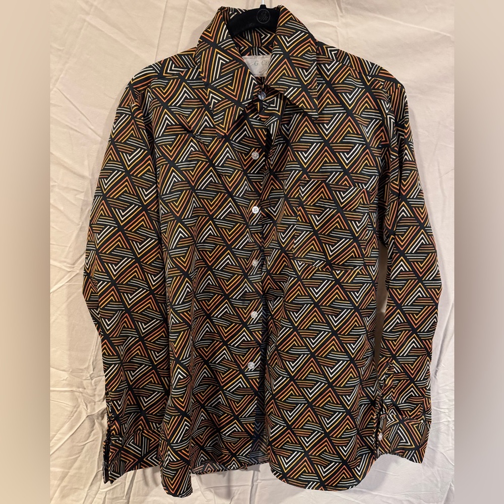 Vintage G. Crown Tailor Geometric Print Button-Up Shirt